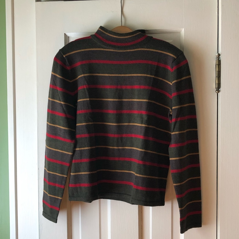 Pendleton stripe mock neck merino wool sweater